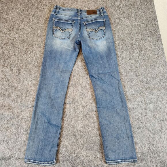 BKE Buckle Jake Straight Leg Jeans Men 30x31 Blue Stretch Denim Embroidered - Picture 8 of 11